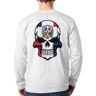 Dominican Flag Skull Cool Dominican Republic Skull Dominican Republic Back Print Long Sleeve T-shirt | Mazezy