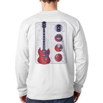 Double Cut Sg Guitar Diagram Graphic Back Print Long Sleeve T-shirt - Monsterry