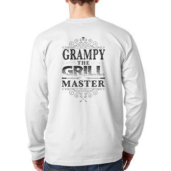Family Father's Day Grampy The Grill Master Men Back Print Long Sleeve T-shirt | Mazezy