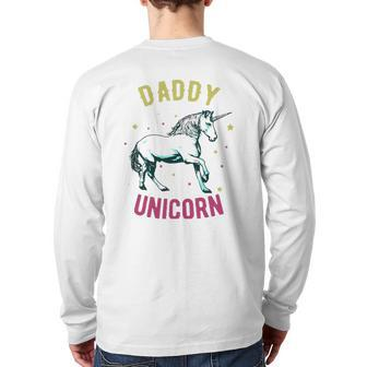Father's Day Daddy Unicorn Back Print Long Sleeve T-shirt | Mazezy