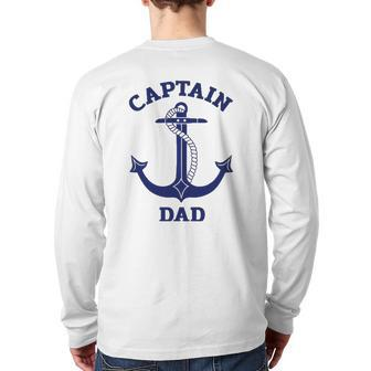 Father's Day Nautical Anchor Captain Dad Back Print Long Sleeve T-shirt | Mazezy DE