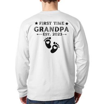 First Time Grandpa 2023 For Grandfather Fathers Day Back Print Long Sleeve T-shirt | Mazezy