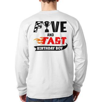 Five And Fast Birthday Boy Race Car 5Th Birthday Racer Back Print Long Sleeve T-shirt - Monsterry