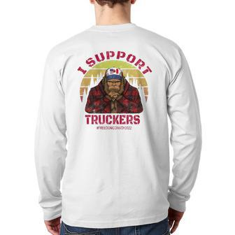 Freedom Convoy 2022 In Support Of Truckers Mandate Bigfoot Back Print Long Sleeve T-shirt | Mazezy