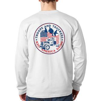 Freedom Convoy 2022 Troops And Truckers Keep America Going Back Print Long Sleeve T-shirt | Mazezy
