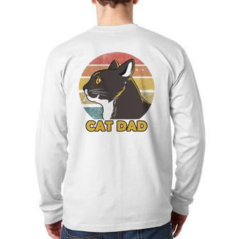 Cat Dad Father's Day Back Print Long Sleeve T-shirt | Mazezy