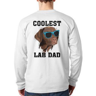 Coolest Lab Dad For Black Labrador Dog Lover Men Back Print Long Sleeve T-shirt | Mazezy