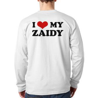 Jewishi Love My Zaidy Grandfather Back Print Long Sleeve T-shirt | Mazezy