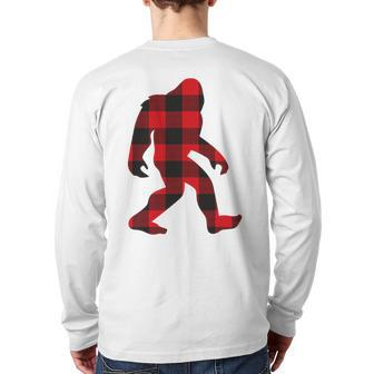 Lumberjack Bigfoot Flannel Pattern Back Print Long Sleeve T-shirt - Monsterry CA