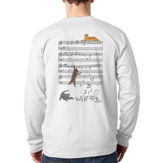 Musical Cats Cat And Music Lover Cat Back Print Long Sleeve T-shirt - Thegiftio UK