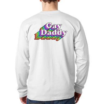 Gay Daddy Rainbow Pride Retro Lgbtq Back Print Long Sleeve T-shirt | Mazezy