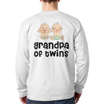Grandpa Of Twins Twin Back Print Long Sleeve T-shirt | Mazezy
