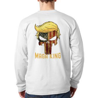 The Great Maga King Donald Trump Skull Maga King Back Print Long Sleeve T-shirt | Mazezy