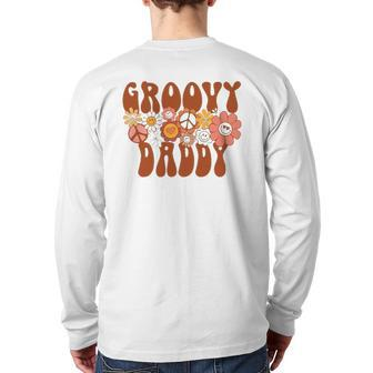 Groovy Daddy Retro Matching Family Baby Shower Father's Day Back Print Long Sleeve T-shirt | Mazezy