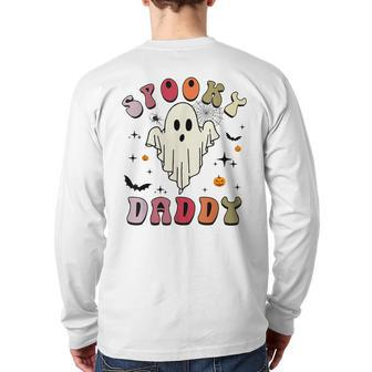 Groovy Spooky Daddy Retro Halloween Witchy Ghost Spooky Dad Back Print Long Sleeve T-shirt | Mazezy AU