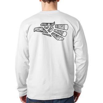 Hecho En Mexico Aztec Calendar Mexican Eagle Back Print Long Sleeve T-shirt - Monsterry CA