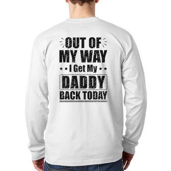 Homecoming Deployment Dad Welcome Back Home For Daddy Kids Back Print Long Sleeve T-shirt | Mazezy