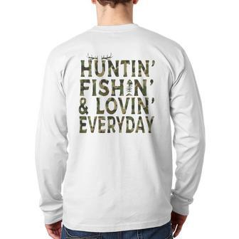 Hunting Fishing Loving Everyday Hunting Dad Back Print Long Sleeve T-shirt | Mazezy