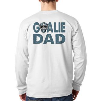 Ice Hockey Helmet Goalie Dad Hockey Player Back Print Long Sleeve T-shirt | Mazezy