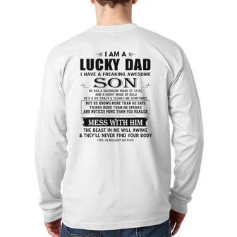 I’M A Lucky Dad I Have Awesome Son Father & Son Back Print Long Sleeve T-shirt | Mazezy