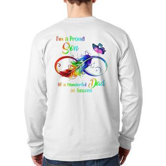 I'm A Proud Son Of A Wonderful Dad In Heaven 95 Father's Day Back Print Long Sleeve T-shirt | Mazezy