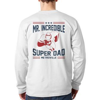 The Incredibles Mr Super Dad Metroville Back Print Long Sleeve T-shirt | Mazezy