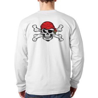 Jolly Roger Pirate Skull And Crossbones Flag Back Print Long Sleeve T-shirt | Mazezy