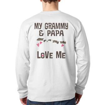 Kids My Grammy And Papa Love Me Granddaughter Sloth Back Print Long Sleeve T-shirt | Mazezy