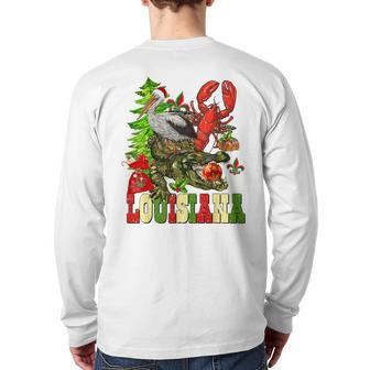 Louisiana Cajun Christmas Crawfish Pelican Alligator Xmas Back Print Long Sleeve T-shirt - Thegiftio UK