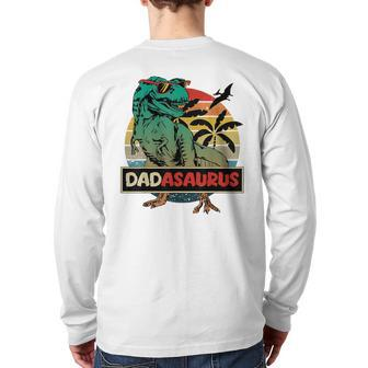 Matching Family Dadasaurus Trex Father's Day Dad Back Print Long Sleeve T-shirt | Mazezy CA