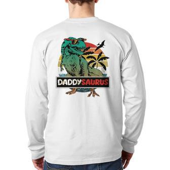 Matching Family Daddysaurusrex Father's Day Dad Back Print Long Sleeve T-shirt | Mazezy
