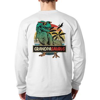 Matching Family Grandpasaurus Trex Father's Day Grandpa Back Print Long Sleeve T-shirt | Mazezy
