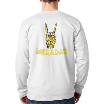 Megadad Rock Heavymetal Guitar Dad Back Print Long Sleeve T-shirt | Mazezy
