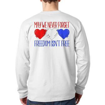 Memorial Day Quote For Veterans Patriotic Red White Blue Back Print Long Sleeve T-shirt | Mazezy