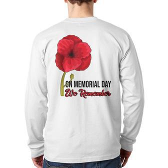 Memorial Day Red Poppy Patriotic Military Veteran Back Print Long Sleeve T-shirt | Mazezy