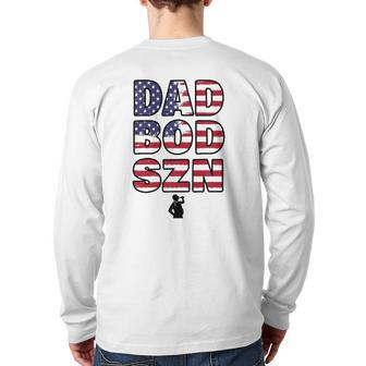 Mens American Flag Dad Bod Back Print Long Sleeve T-shirt | Mazezy