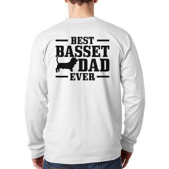 Mens Basset Dad Dog Dad Basset Hound Back Print Long Sleeve T-shirt | Mazezy
