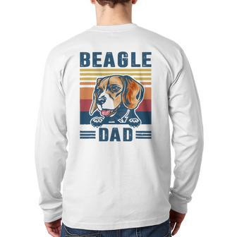 Mens Beagle Dad Father Retro Beagle Dog Dad Back Print Long Sleeve T-shirt | Mazezy