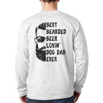 Mens Best Bearded Beer Lovin' Dog Dad Ever For Man Back Print Long Sleeve T-shirt | Mazezy