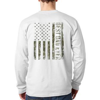 Mens Best Dad Ever American Flag Camofor Fathers Day Back Print Long Sleeve T-shirt | Mazezy