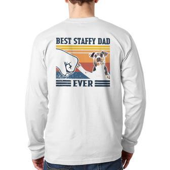 Mens Best Staffy Dad Ever Dog Lover Father's Day Back Print Long Sleeve T-shirt | Mazezy