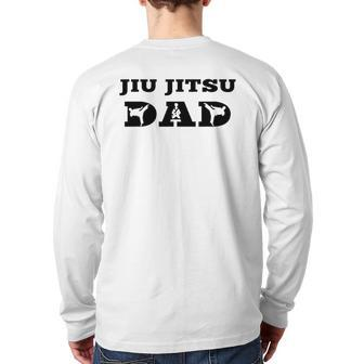 Mens Brazilian Jiu Jitsu Dad Fighter Dad Back Print Long Sleeve T-shirt | Mazezy