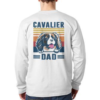 Mens Cavalier King Charles Spaniel Dad Father Retro Cavalier King Back Print Long Sleeve T-shirt | Mazezy