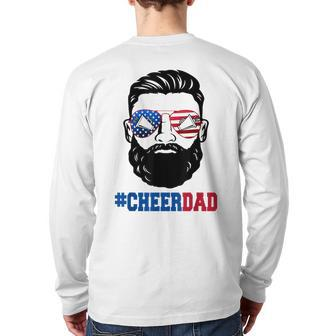 Mens Mens Cheer Dad Fathers Day Patriotic 4Th Of July Beard Dad Back Print Long Sleeve T-shirt | Mazezy