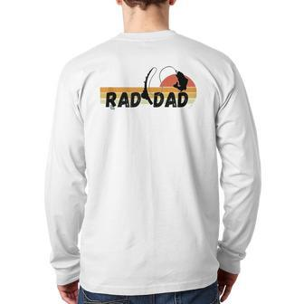 Mens Cool Retro Fishing Rad Dad Father's Day Back Print Long Sleeve T-shirt | Mazezy