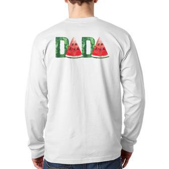 Mens Dada Watermelon Summer Fruit Father's Day For Dad Back Print Long Sleeve T-shirt | Mazezy