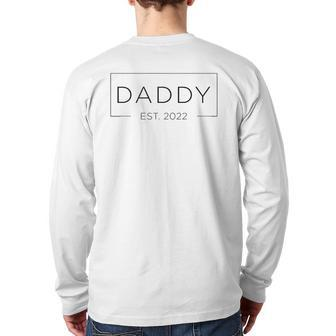 Mens Daddy Est 2022 Promoted To Father 2022 Father's Day Back Print Long Sleeve T-shirt | Mazezy