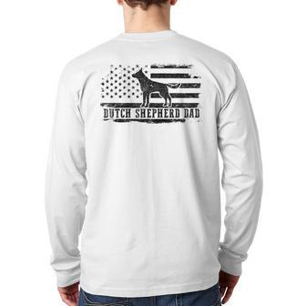 Mens Dutch Shepherd Dad Distressed American Flag Patriotic Dog Back Print Long Sleeve T-shirt | Mazezy