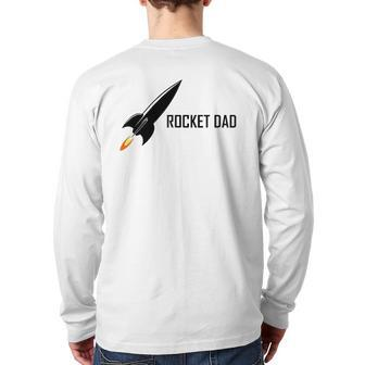 Mens Father's Day Rocket Dad Back Print Long Sleeve T-shirt | Mazezy