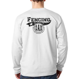 Mens Fencing Dad Father's Day Father Men Back Print Long Sleeve T-shirt | Mazezy